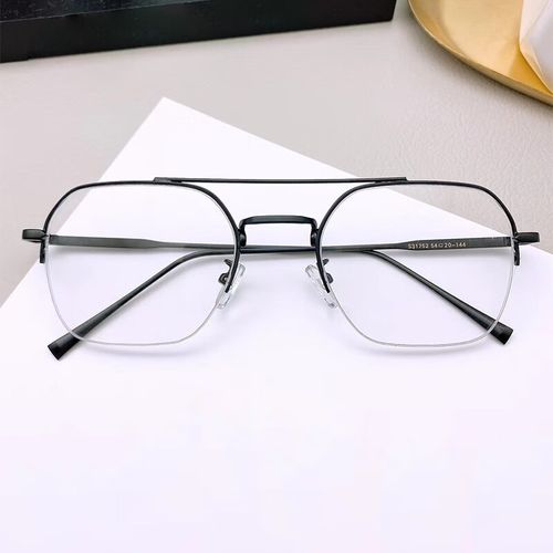 大咖岛丹阳眼镜近视男女通用双梁半框眼镜丹阳眼镜工厂店 黑色 1.